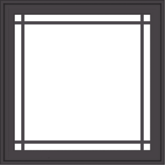 WDMA 32x32 (31.5 x 31.5 inch) Pine Wood Dark Grey Aluminum Crank out Casement Window with Prairie Grilles