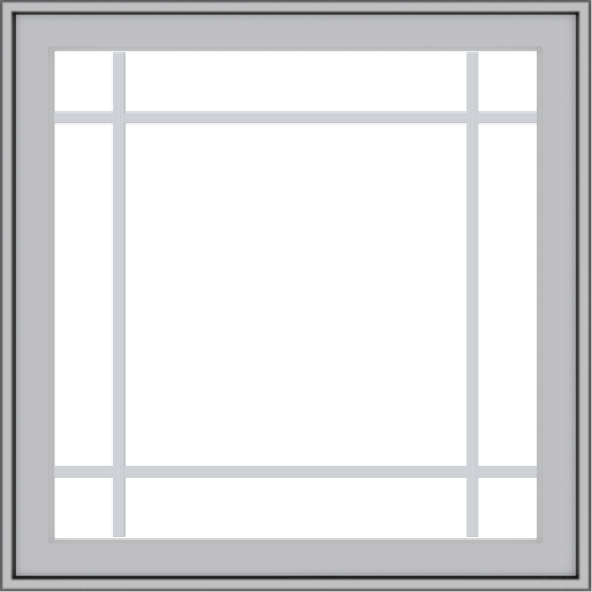 WDMA 32x32 (31.5 x 31.5 inch) Pine Wood Light Grey Aluminum Push out Casement Window with Prairie Grilles