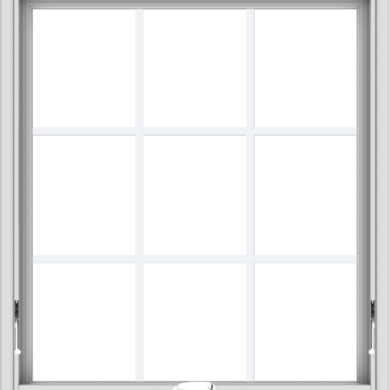WDMA 32x36 (31.5 x 35.5 inch) White Vinyl uPVC Crank out Awning Window with Colonial Grids Interior