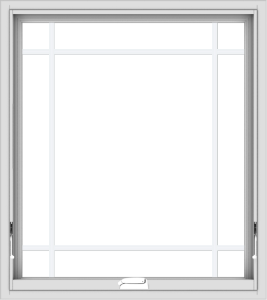 WDMA 32x36 (31.5 x 35.5 inch) White Vinyl uPVC Crank out Awning Window with Prairie Grilles