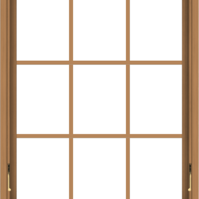 WDMA 32x40 (31.5 x 39.5 inch) Oak Wood Dark Brown Bronze Aluminum Crank out Awning Window with Colonial Grids Interior