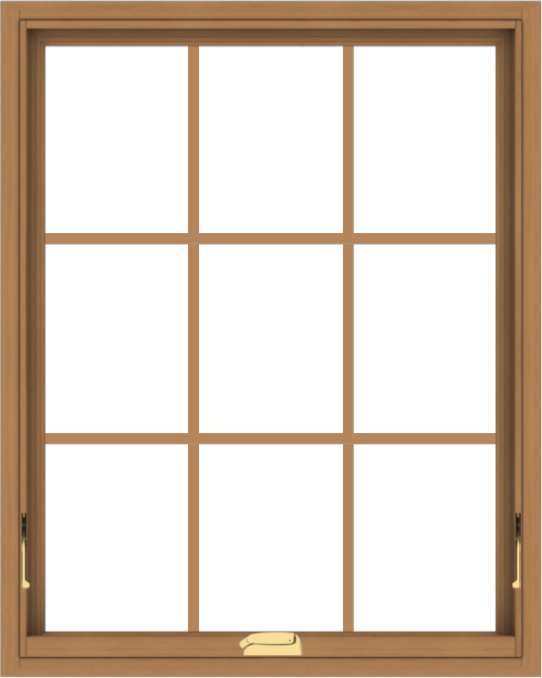 WDMA 32x40 (31.5 x 39.5 inch) Oak Wood Dark Brown Bronze Aluminum Crank out Awning Window with Colonial Grids Interior