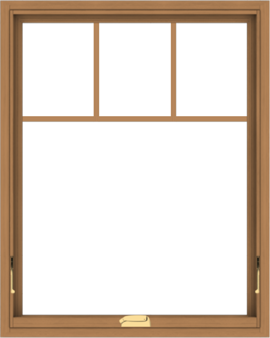 WDMA 32x40 (31.5 x 39.5 inch) Oak Wood Dark Brown Bronze Aluminum Crank out Awning Window with Fractional Grilles