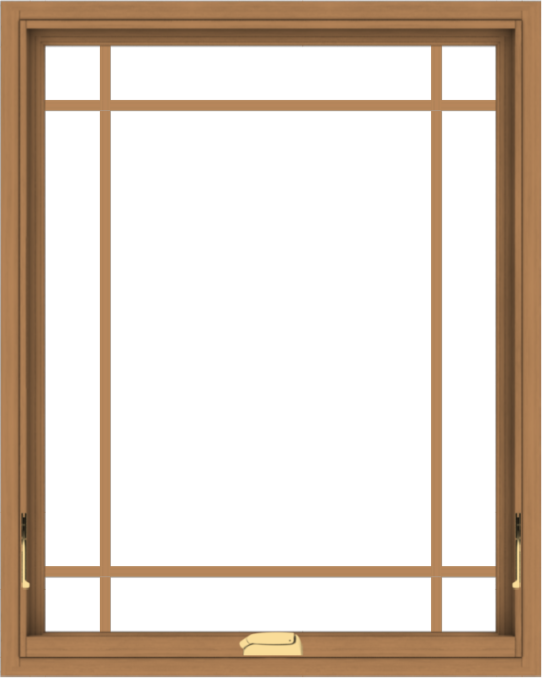 WDMA 32x40 (31.5 x 39.5 inch) Oak Wood Dark Brown Bronze Aluminum Crank out Awning Window with Prairie Grilles