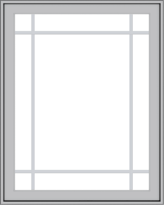 WDMA 32x40 (31.5 x 39.5 inch) Pine Wood Light Grey Aluminum Push out Casement Window with Prairie Grilles