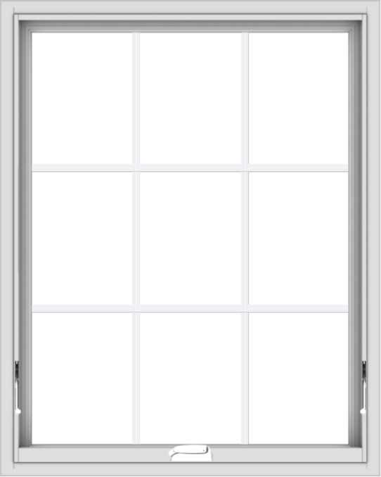 WDMA 32x40 (31.5 x 39.5 inch) White Vinyl uPVC Crank out Awning Window with Colonial Grids Interior