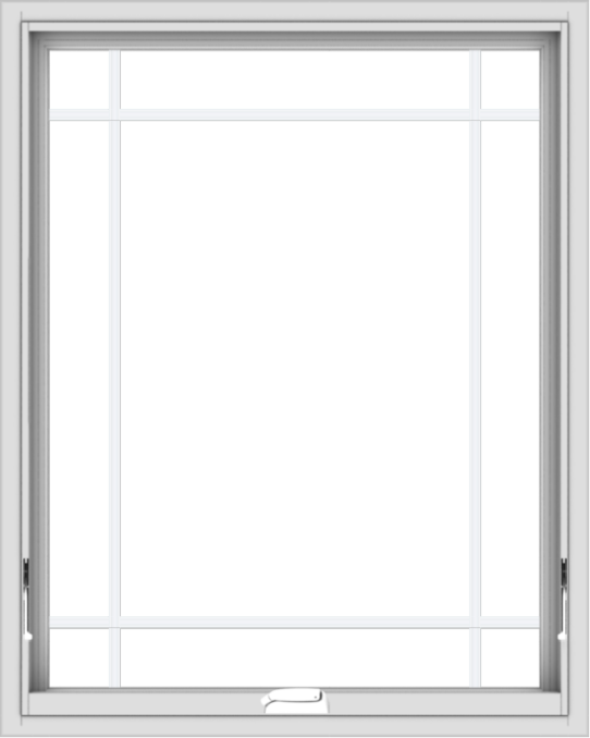 WDMA 32x40 (31.5 x 39.5 inch) White Vinyl uPVC Crank out Awning Window with Prairie Grilles