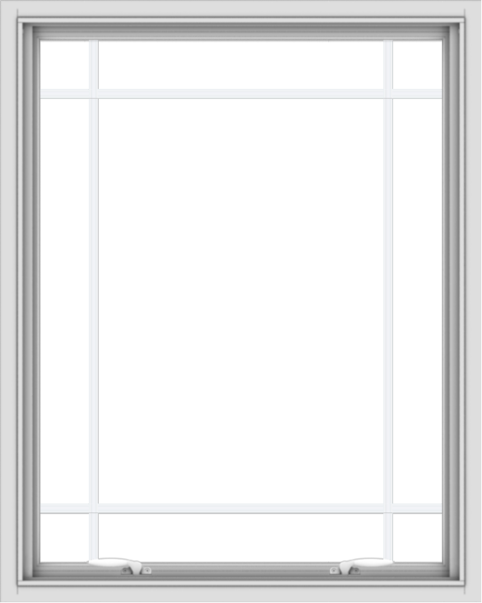 WDMA 32x40 (31.5 x 39.5 inch) White uPVC Vinyl Push out Awning Window with Prairie Grilles