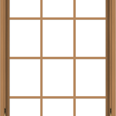 WDMA 32x48 (31.5 x 47.5 inch) Oak Wood Dark Brown Bronze Aluminum Crank out Awning Window with Colonial Grids Interior