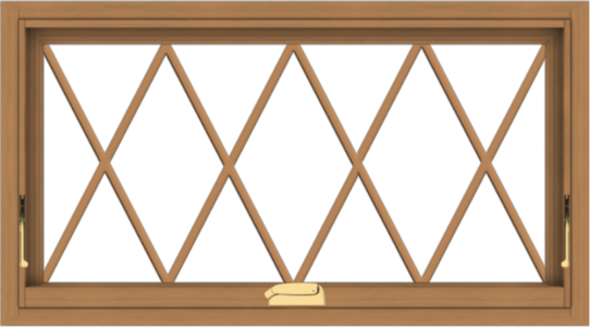 WDMA 36x20 (35.5 x 19.5 inch) Oak Wood Dark Brown Bronze Aluminum Crank out Awning Window without Grids with Diamond Grills
