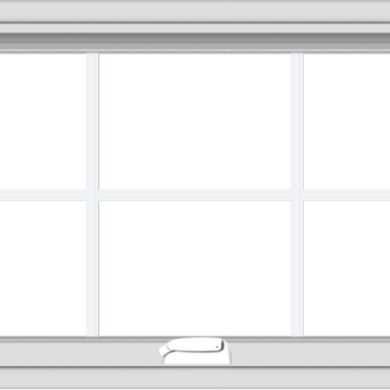 WDMA 36x20 (35.5 x 19.5 inch) White Vinyl uPVC Crank out Awning Window with Colonial Grids Interior