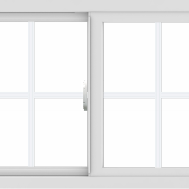 WDMA 36x24 (35.5 x 23.5 inch) Vinyl uPVC White Slide Window with Colonial Grids Exterior