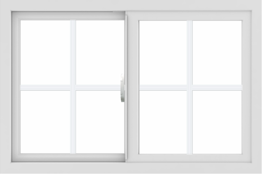 WDMA 36x24 (35.5 x 23.5 inch) Vinyl uPVC White Slide Window with Colonial Grids Exterior