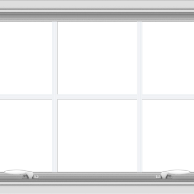 WDMA 36x24 (35.5 x 23.5 inch) White uPVC Vinyl Push out Awning Window with Colonial Grids Interior