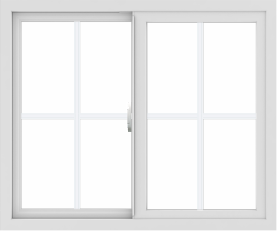 WDMA 36x30 (35.5 x 29.5 inch) Vinyl uPVC White Slide Window with Colonial Grids Exterior