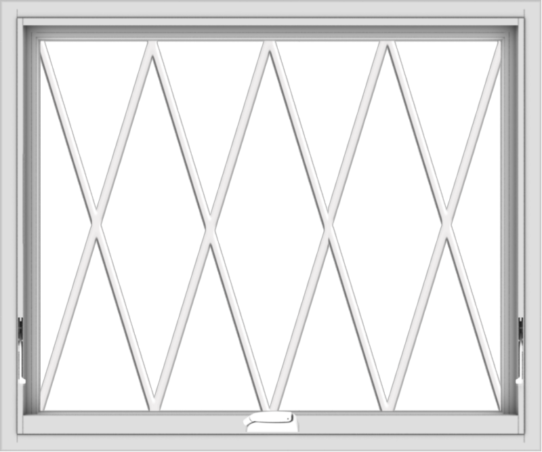 WDMA 36x30 (35.5 x 29.5 inch) White Vinyl uPVC Crank out Awning Window without Grids with Diamond Grills