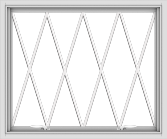 WDMA 36x30 (35.5 x 29.5 inch) White uPVC Vinyl Push out Awning Window without Grids with Diamond Grills
