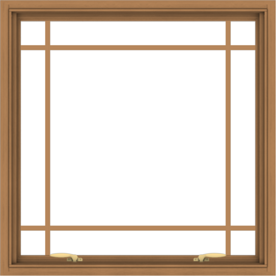 WDMA 36x36 (35.5 x 35.5 inch) Oak Wood Green Aluminum Push out Awning Window with Prairie Grilles
