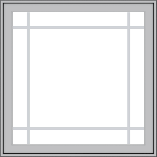 WDMA 36x36 (35.5 x 35.5 inch) Pine Wood Light Grey Aluminum Push out Casement Window with Prairie Grilles