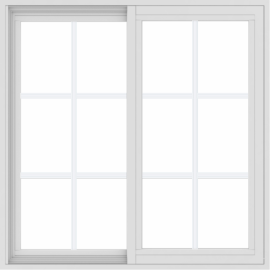 WDMA 36x36 (35.5 x 35.5 inch) Vinyl uPVC White Slide Window with Colonial Grids Exterior