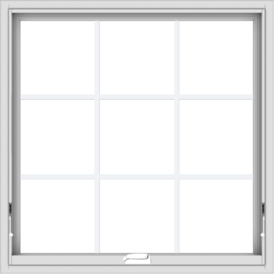 WDMA 36x36 (35.5 x 35.5 inch) White Vinyl uPVC Crank out Awning Window with Colonial Grids Interior