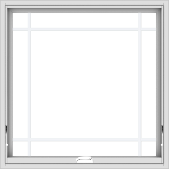 WDMA 36x36 (35.5 x 35.5 inch) White Vinyl uPVC Crank out Awning Window with Prairie Grilles