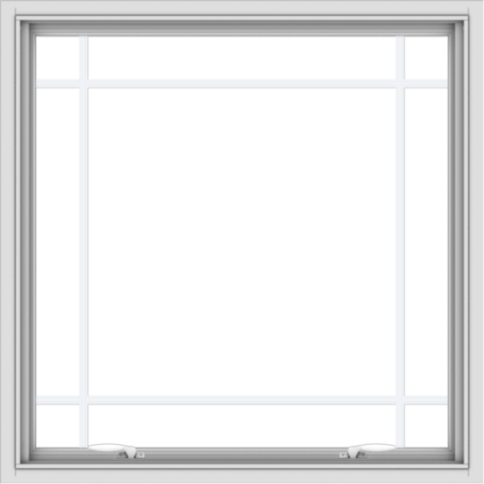 WDMA 36x36 (35.5 x 35.5 inch) White uPVC Vinyl Push out Awning Window with Prairie Grilles