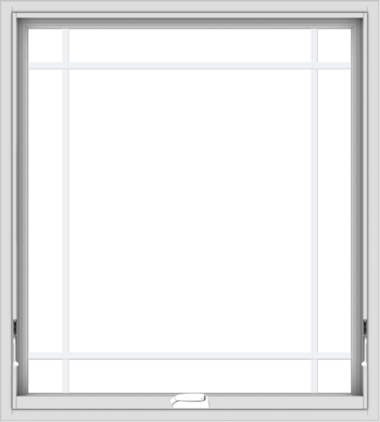 WDMA 36x40 (35.5 x 39.5 inch) White Vinyl uPVC Crank out Awning Window with Prairie Grilles
