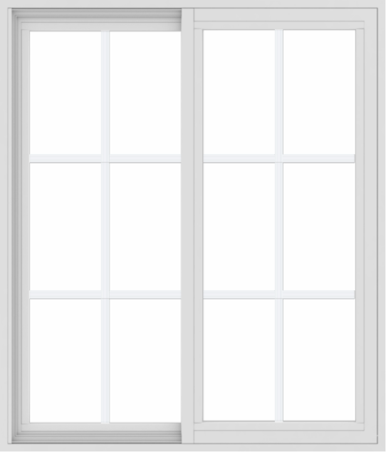 WDMA 36x42 (35.5 x 41.5 inch) Vinyl uPVC White Slide Window with Colonial Grids Exterior