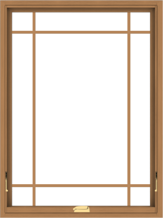 WDMA 36x48 (35.5 x 47.5 inch) Oak Wood Dark Brown Bronze Aluminum Crank out Awning Window with Prairie Grilles