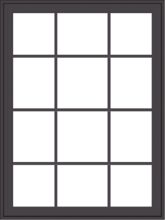WDMA 36x48 (35.5 x 47.5 inch) Pine Wood Dark Grey Aluminum Crank out Casement Window with Colonial Grids Exterior