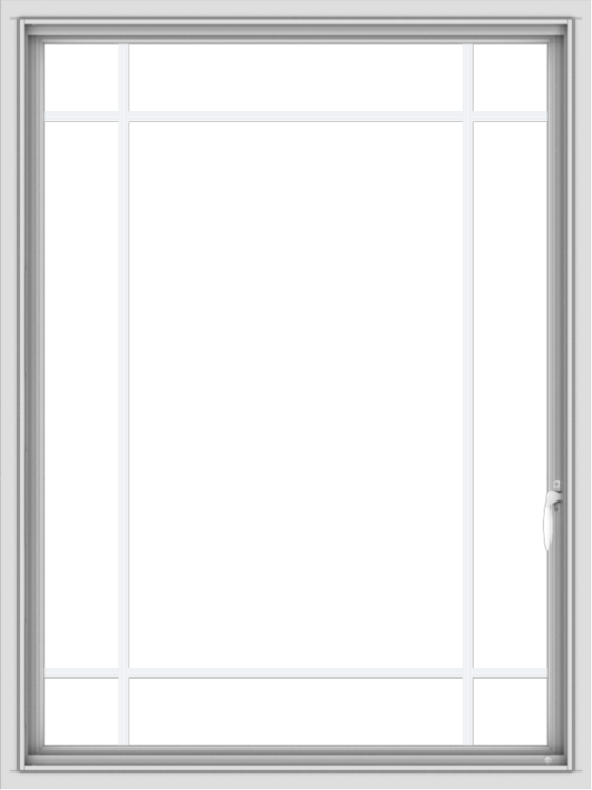 WDMA 36x48 (35.5 x 47.5 inch) White uPVC Vinyl Push out Casement Window with Prairie Grilles