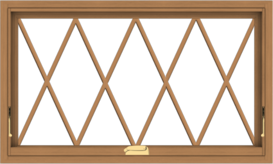 WDMA 40x24 (39.5 x 23.5 inch) Oak Wood Dark Brown Bronze Aluminum Crank out Awning Window without Grids with Diamond Grills