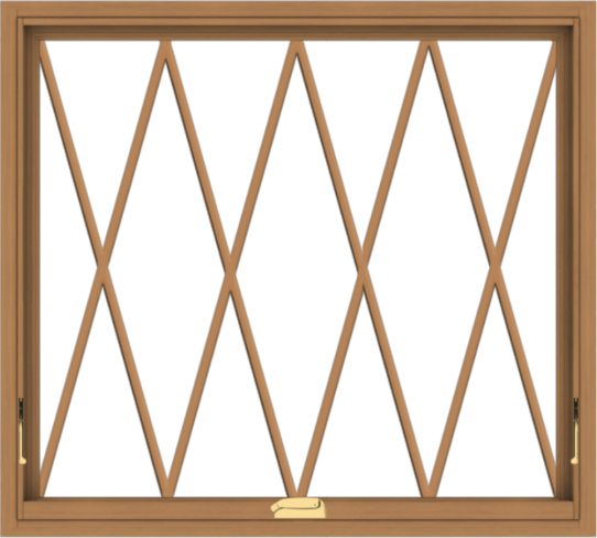 WDMA 40x36 (39.5 x 35.5 inch) Oak Wood Dark Brown Bronze Aluminum Crank out Awning Window without Grids with Diamond Grills