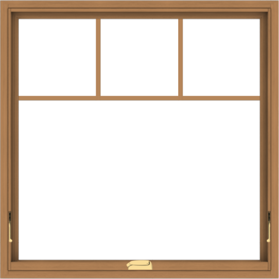 WDMA 40x40 (39.5 x 39.5 inch) Oak Wood Dark Brown Bronze Aluminum Crank out Awning Window with Fractional Grilles