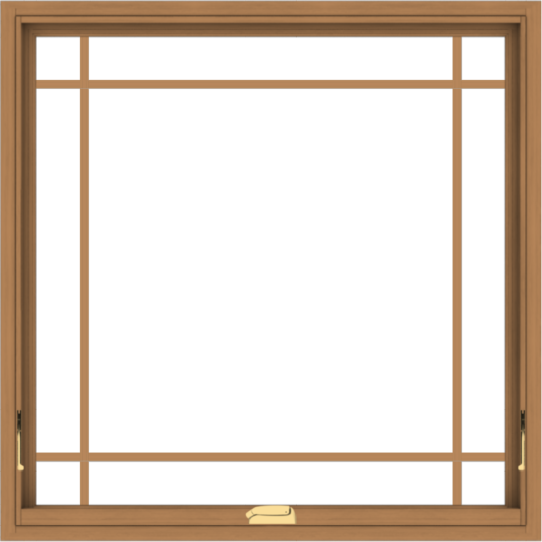 WDMA 40x40 (39.5 x 39.5 inch) Oak Wood Dark Brown Bronze Aluminum Crank out Awning Window with Prairie Grilles