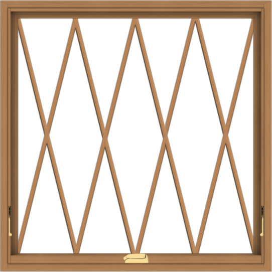 WDMA 40x40 (39.5 x 39.5 inch) Oak Wood Dark Brown Bronze Aluminum Crank out Awning Window without Grids with Diamond Grills