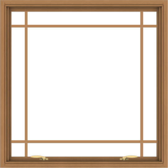 WDMA 40x40 (39.5 x 39.5 inch) Oak Wood Green Aluminum Push out Awning Window with Prairie Grilles