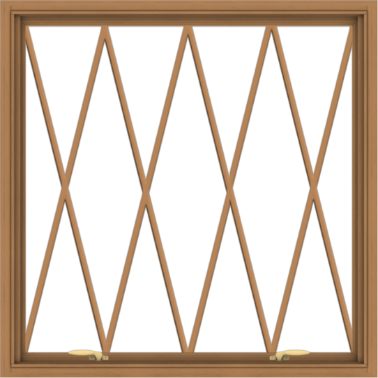 WDMA 40x40 (39.5 x 39.5 inch) Oak Wood Green Aluminum Push out Awning Window without Grids with Diamond Grills