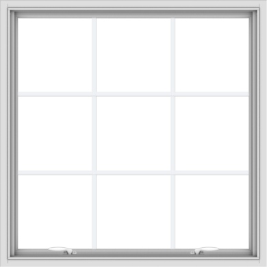 WDMA 40x40 (39.5 x 39.5 inch) White uPVC Vinyl Push out Awning Window with Colonial Grids Interior