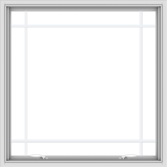 WDMA 40x40 (39.5 x 39.5 inch) White uPVC Vinyl Push out Awning Window with Prairie Grilles