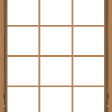 WDMA 40x48 (39.5 x 47.5 inch) Oak Wood Dark Brown Bronze Aluminum Crank out Awning Window with Colonial Grids Interior