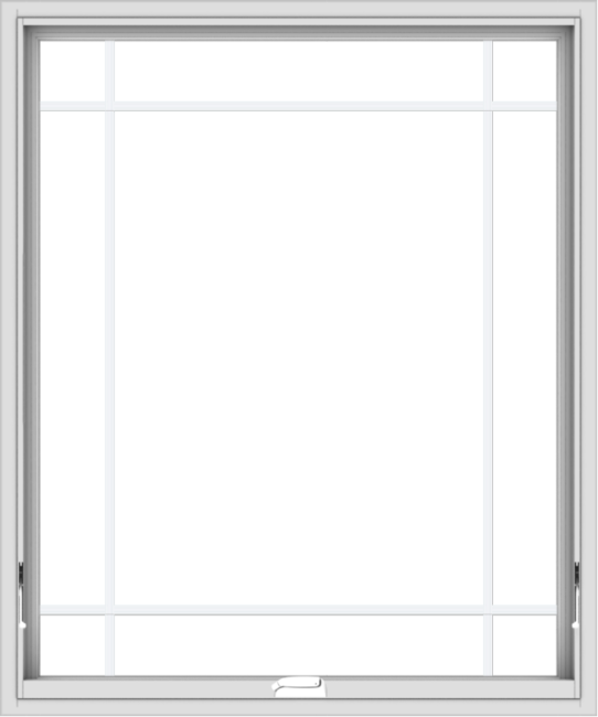 WDMA 40x48 (39.5 x 47.5 inch) White Vinyl uPVC Crank out Awning Window with Prairie Grilles
