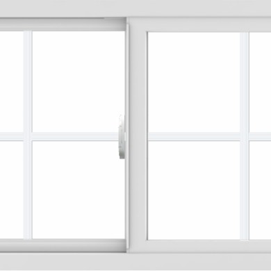 WDMA 42x24 (41.5 x 23.5 inch) Vinyl uPVC White Slide Window with Colonial Grids Exterior