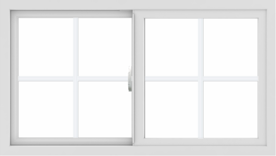 WDMA 42x24 (41.5 x 23.5 inch) Vinyl uPVC White Slide Window with Colonial Grids Exterior