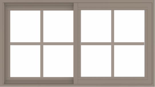 WDMA 42x24 (41.5 x 23.5 inch) Vinyl uPVC Brown Slide Window with Colonial Grids Exterior