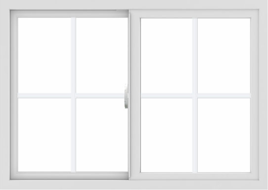 WDMA 42x30 (41.5 x 29.5 inch) Vinyl uPVC White Slide Window with Colonial Grids Exterior