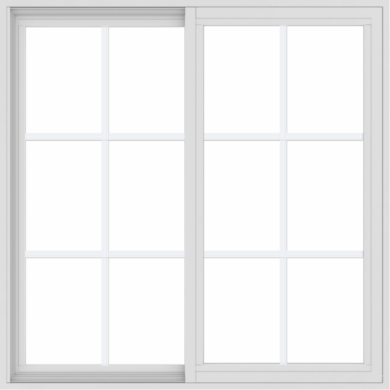 WDMA 42x42 (41.5 x 41.5 inch) Vinyl uPVC White Slide Window with Colonial Grids Exterior