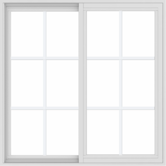 WDMA 42x42 (41.5 x 41.5 inch) Vinyl uPVC White Slide Window with Colonial Grids Exterior