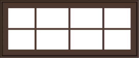 WDMA 48x20 (47.5 x 19.5 inch) Oak Wood Dark Brown Bronze Aluminum Crank out Awning Window with Colonial Grids Exterior